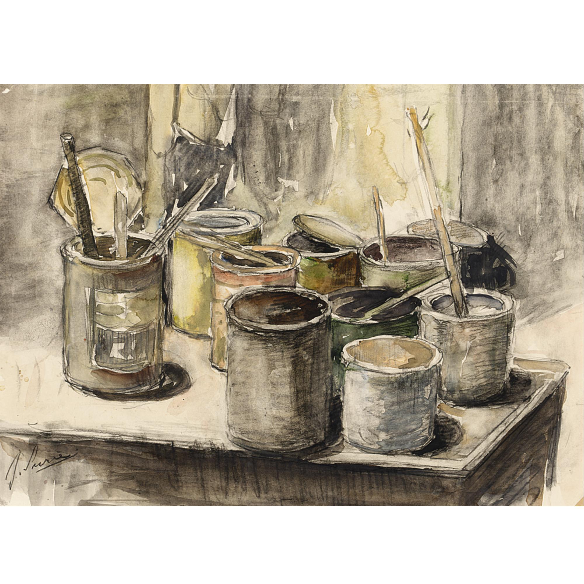 Jacoba Surie - A Still Life With Painting Utensils