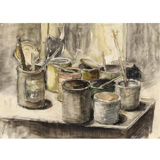 Jacoba Surie - A Still Life With Painting Utensils