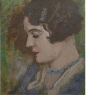 Jacoba Surie - Portrait of a lady wearing a blue necklace