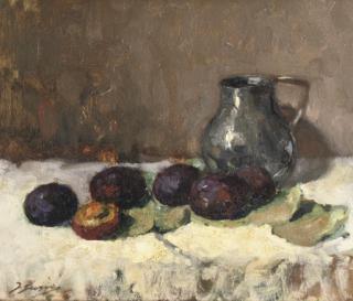 Jacoba Surie - Prunes and a jug on a table