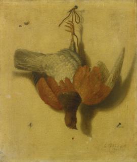 Jacobus Biltius - A Trompe-L\'Oeil Still Life Of A Game Bird Suspended From A Nail