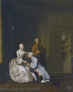 Jacobus Buys - Interior Scene With A Lady And Two Suitors