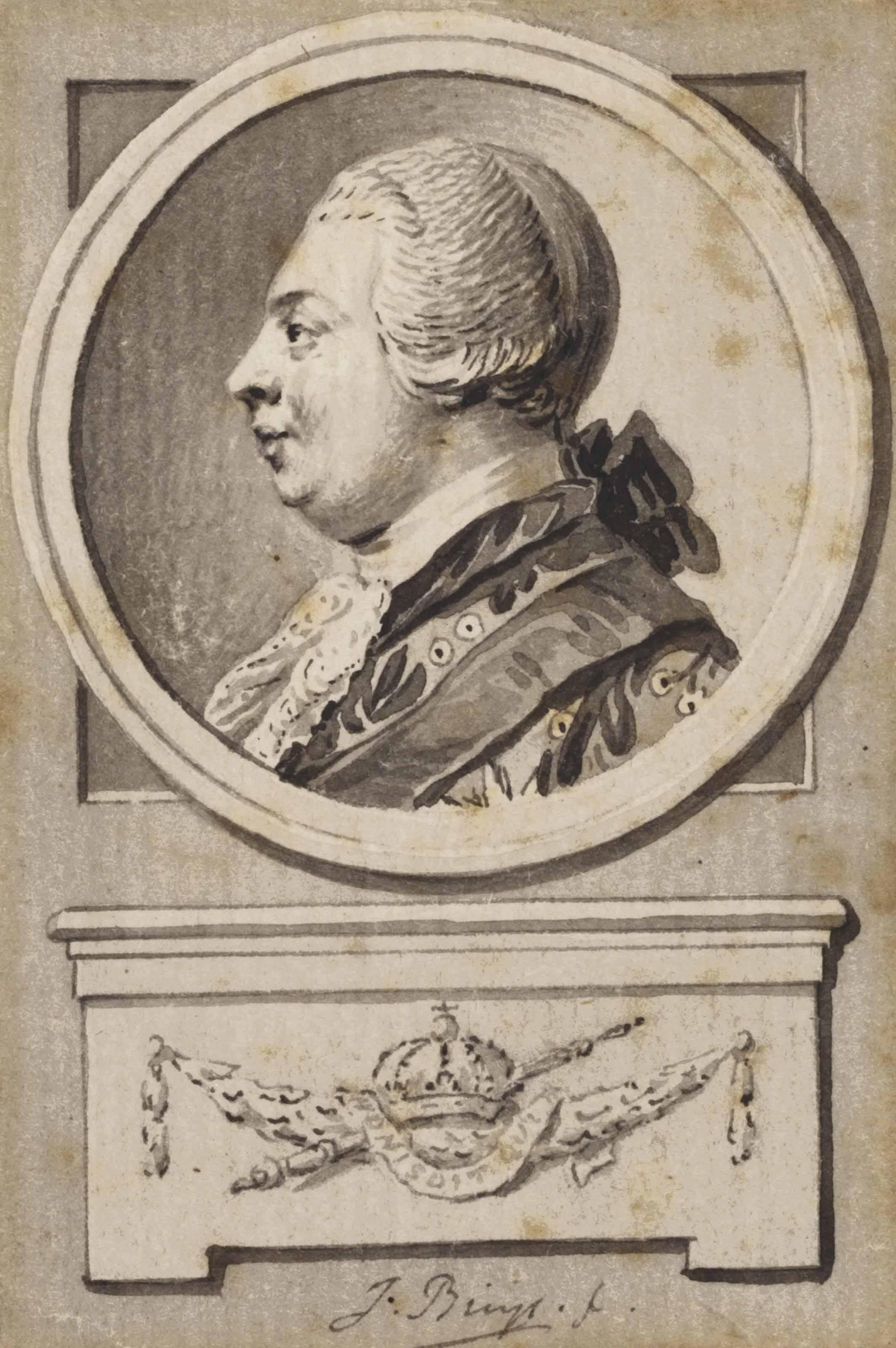 Jacobus Buys - Portrait Of King George Iii Of England, In Profile To The Left, In A Cartouche