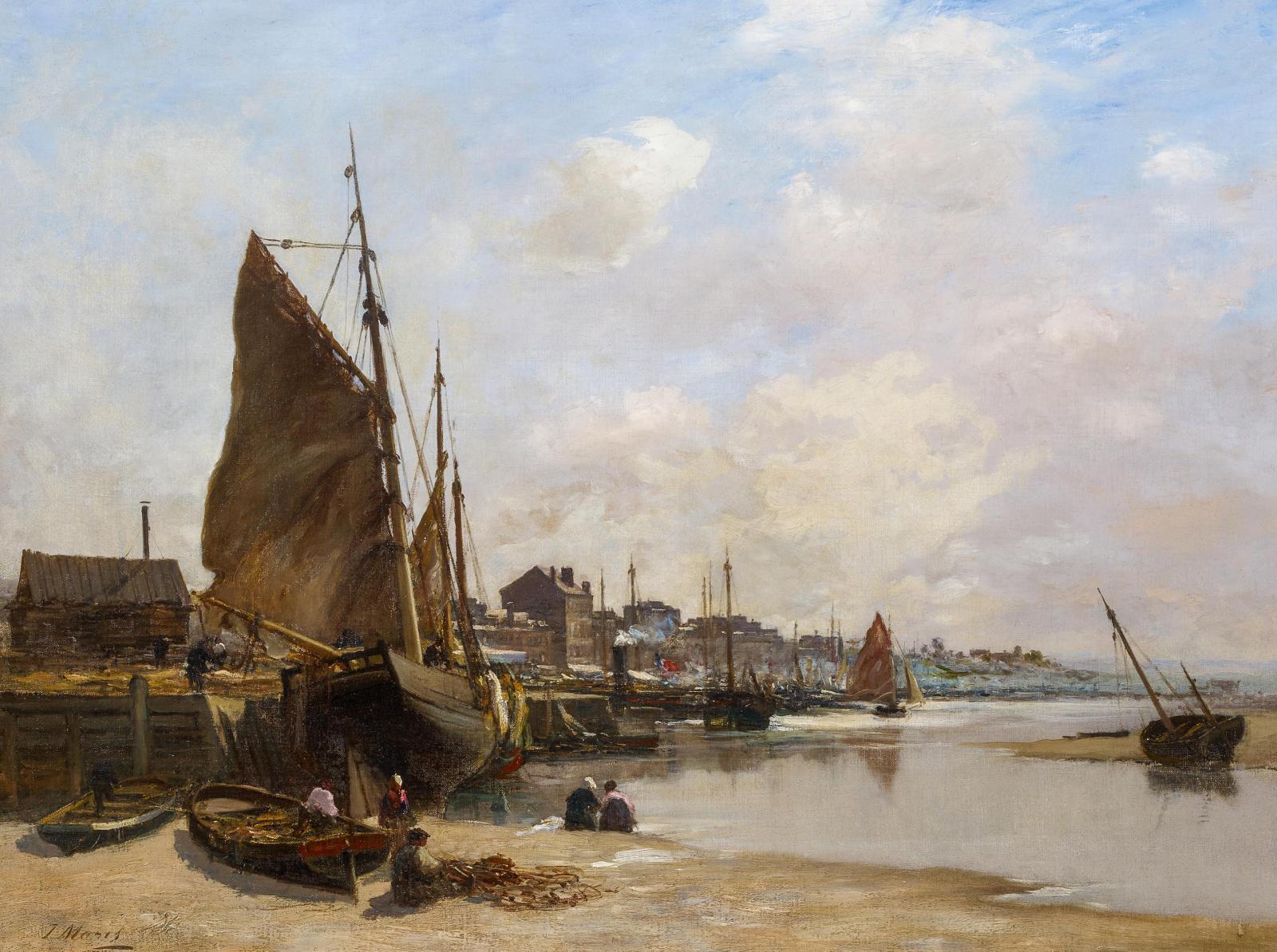 Jacobus Hendricus Maris - Holländische Gracht mit anliegenden Booten