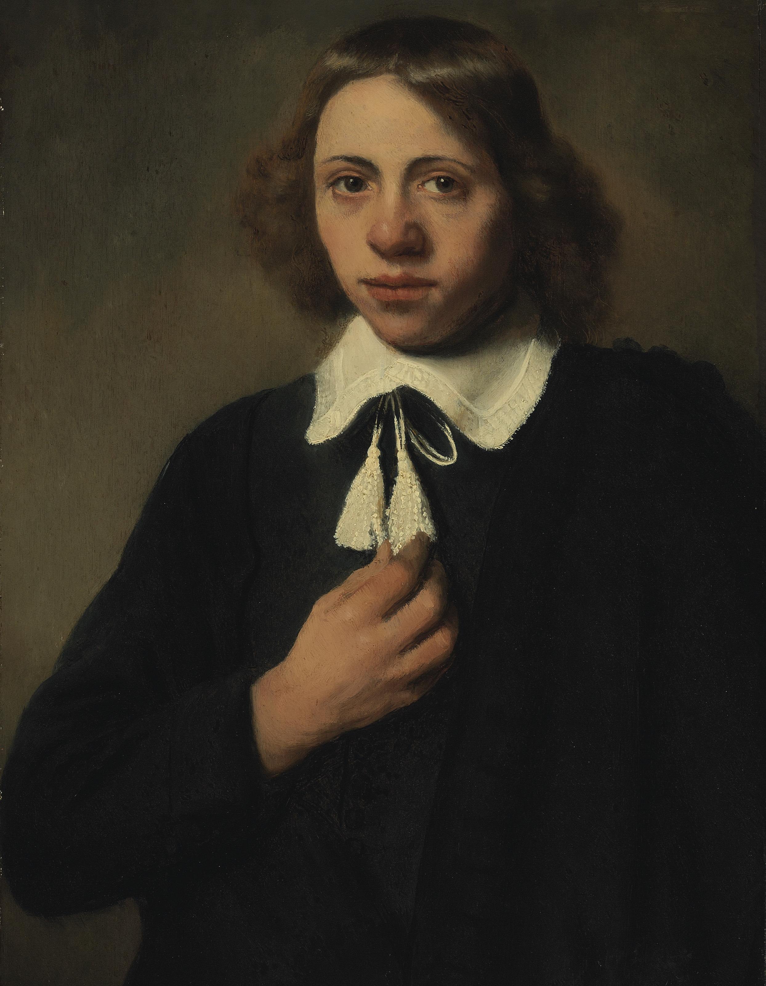 Jacobus Levecq - Portrait Of A Young Man In Black, Half-Length