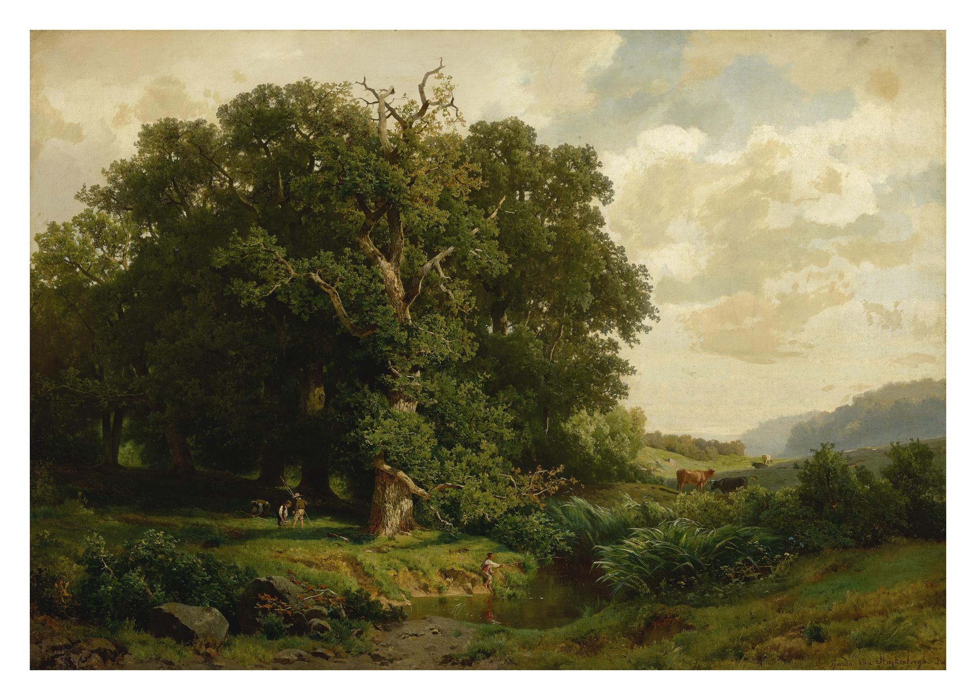 Jacobus Nicolas Baron Tjarda Van Starkenborgh - Dutch Boy Fishing In A Westphalian Landscape 