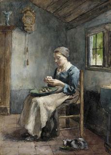 Jacobus Simon Hendrik Kever - A girl peeling potatoes