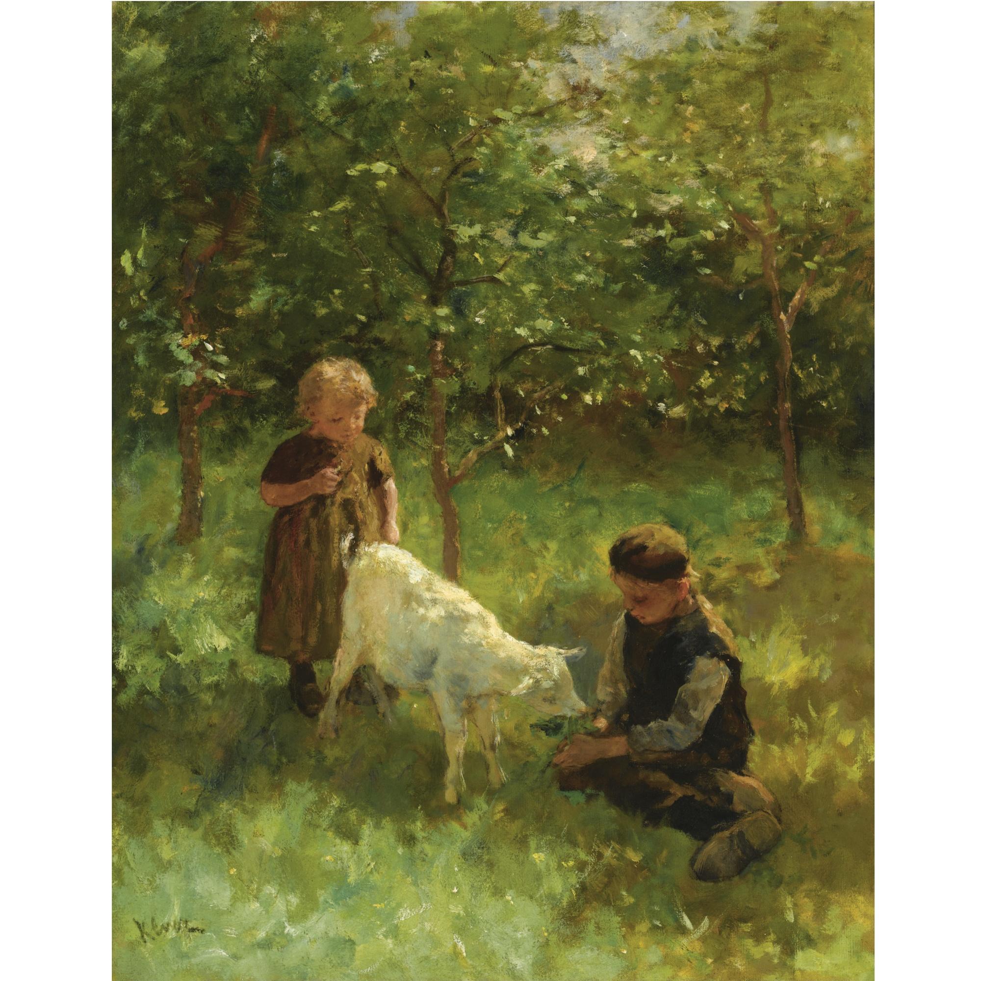 Jacobus Simon Hendrik Kever - Dutch feeding The Goat