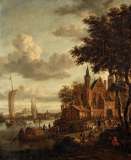 Jacobus Storck - A Capriccio Of A Town On The Bank Of A River