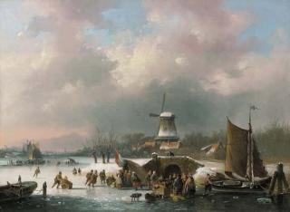 Jacobus Van Der Stok - A frozen river scene