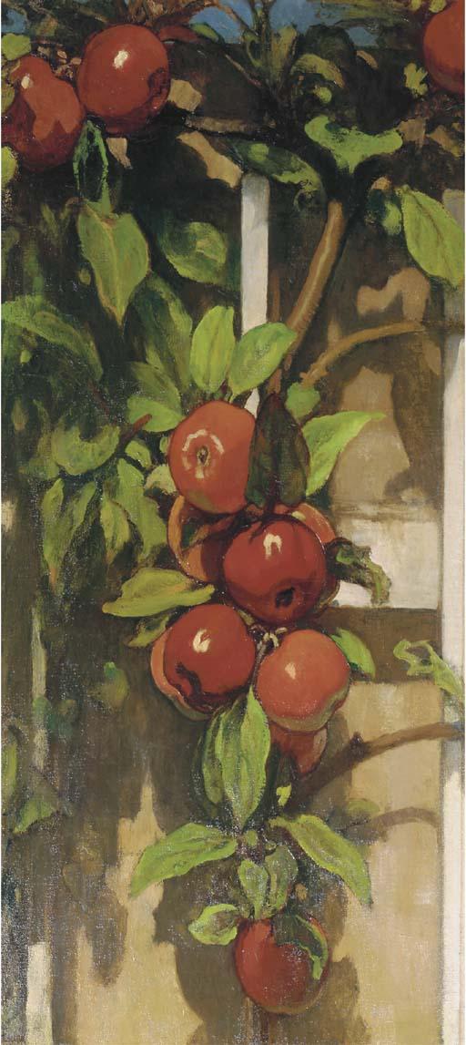 Jacobus Van Looy - Apples on a trellis