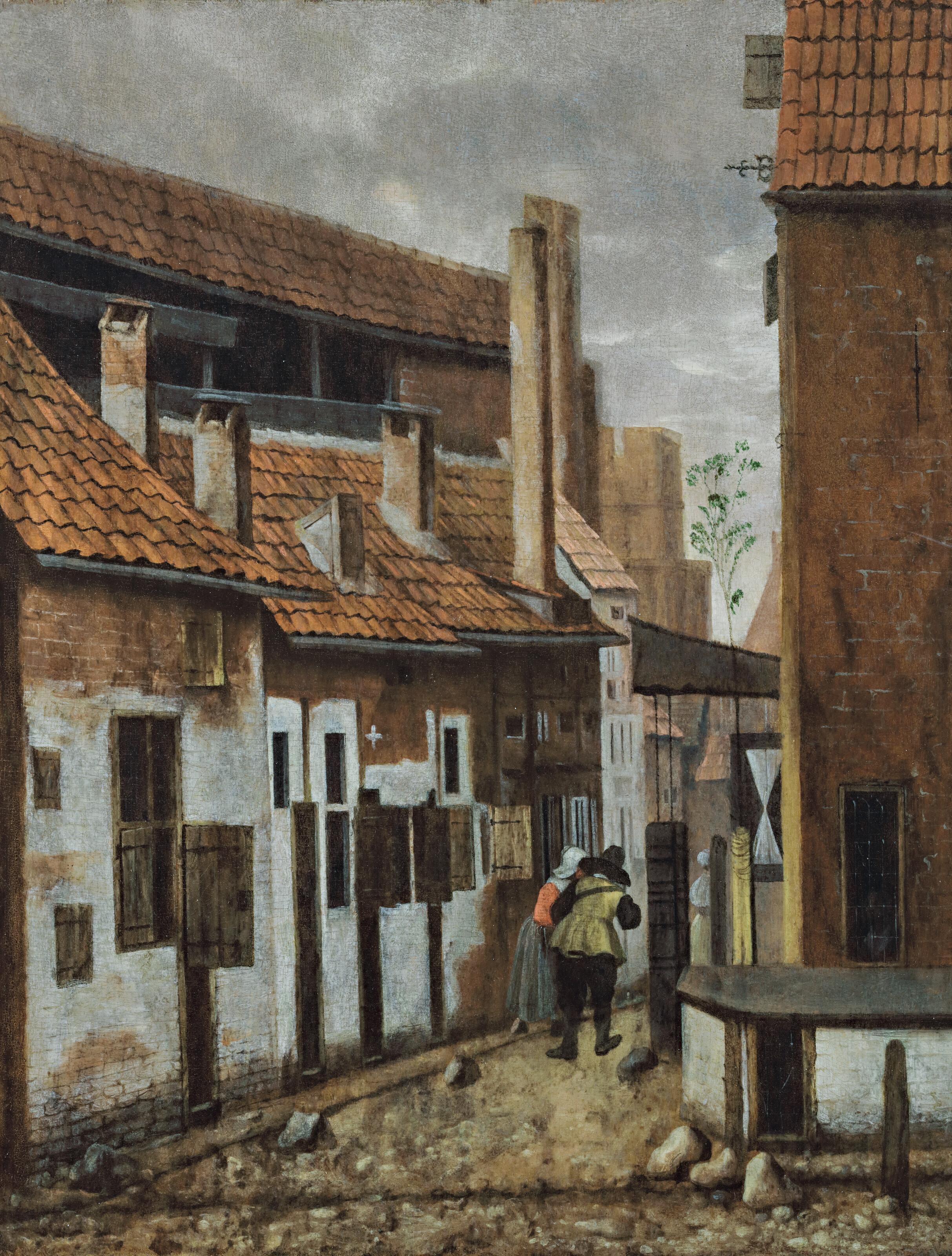 Jacobus Vrel - A street scene with figures