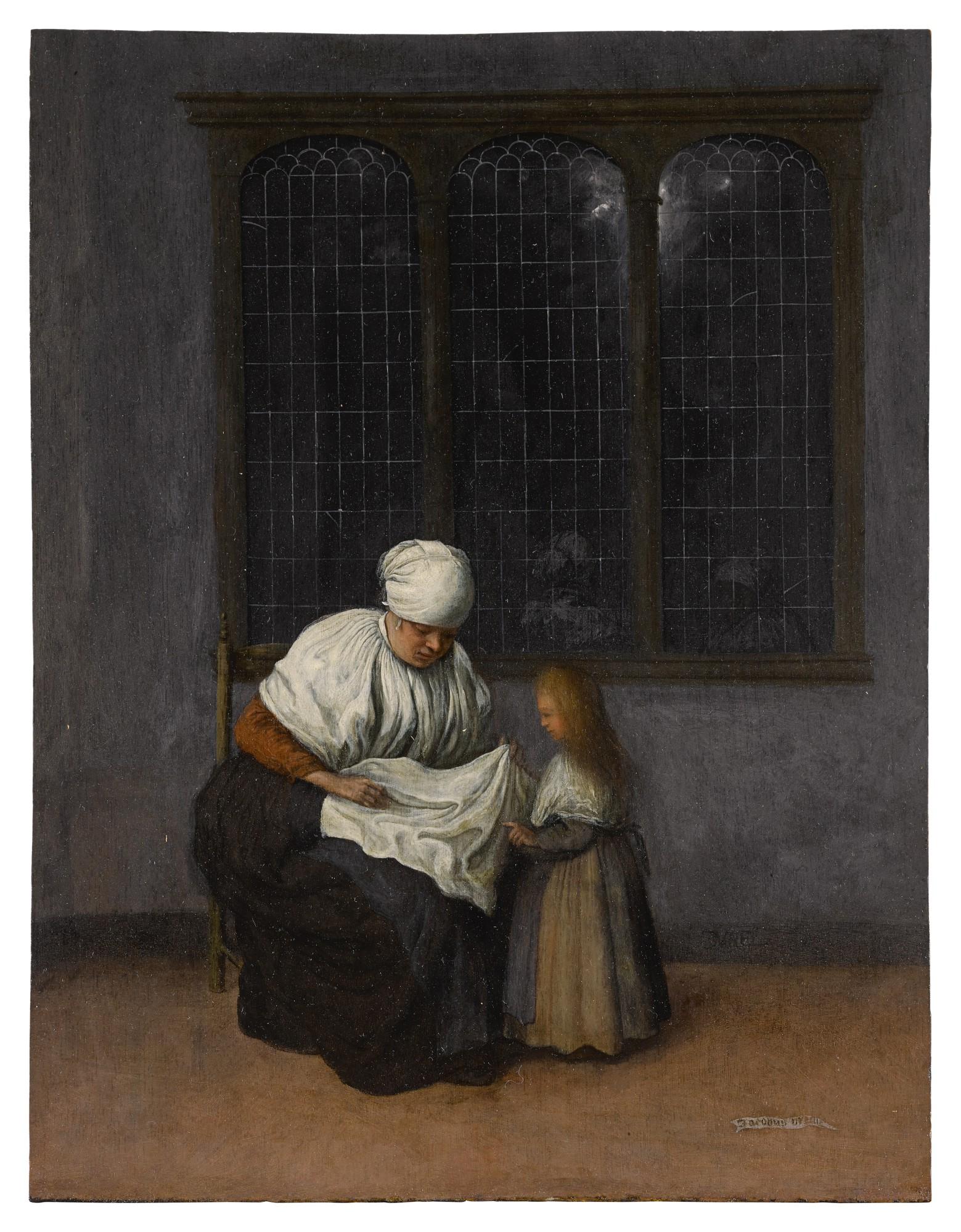 Jacobus Vrel - Old woman seated with a young girl before a window