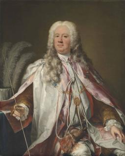 Jacopo Amigoni - Portrait of a gentleman, thought to be Francis, 2nd Earl of Godolphin (1678-1766), three-quarter-length, in robes of the Order of the Bath, a wand of office in his right hand