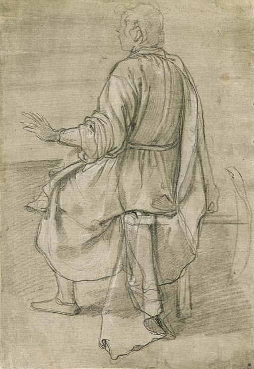 Jacopo Chimenti - A Seated Young Man Seen From Behind, And A Subsidiary Study Of Part Of His Cloak