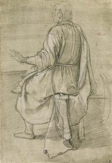 Jacopo Chimenti - A Seated Young Man Seen From Behind, And A Subsidiary Study Of Part Of His Cloak