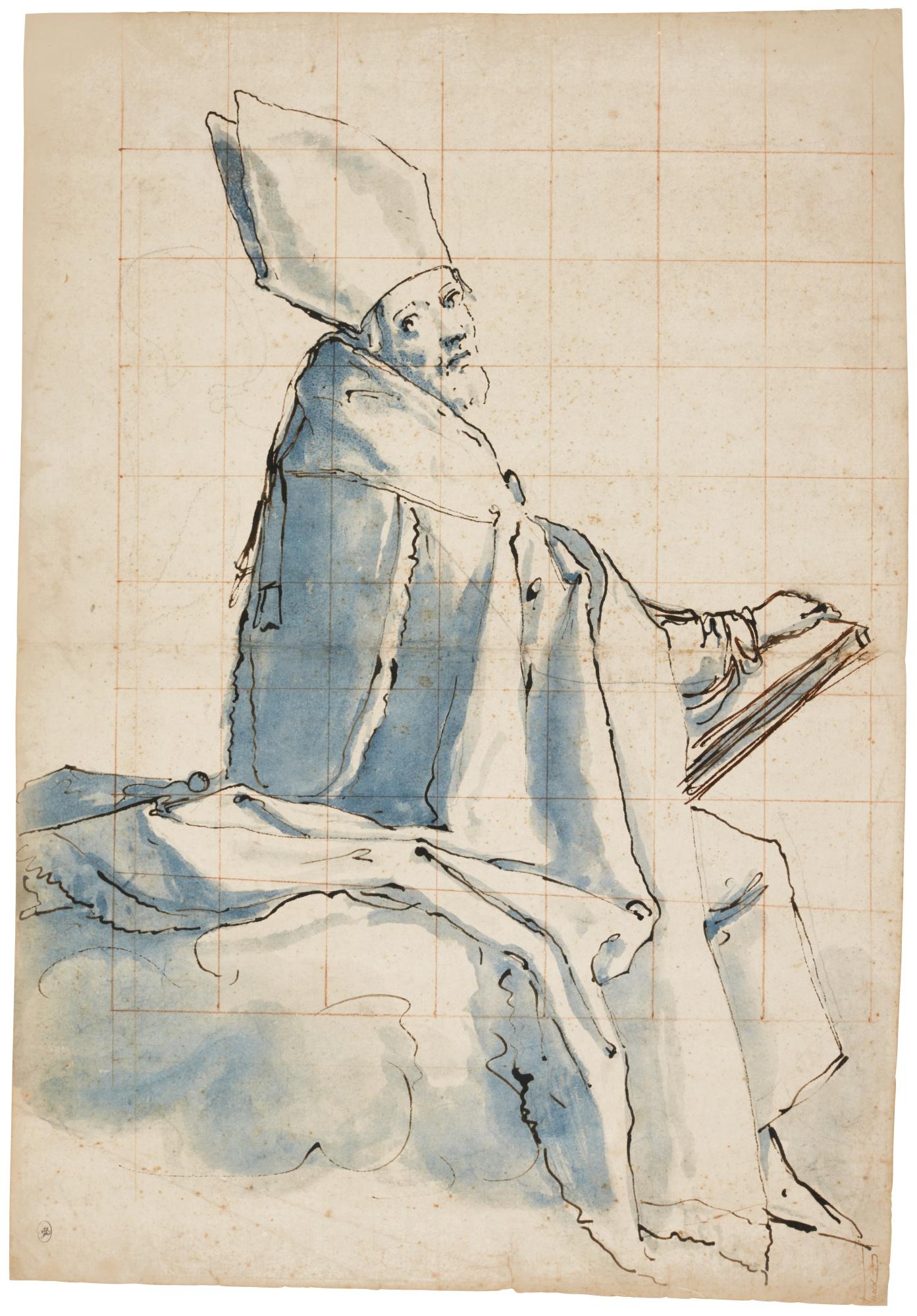 Jacopo Chimenti - Study For A Seated Bishop Holding A Book