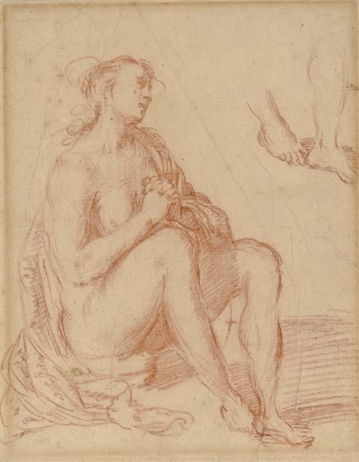 Jacopo Confortini - A seated Magdalen, with a subsidiary study of her feet