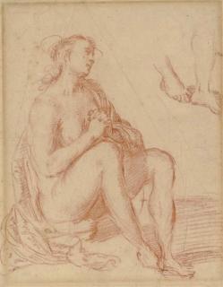 Jacopo Confortini - A seated Magdalen, with a subsidiary study of her feet