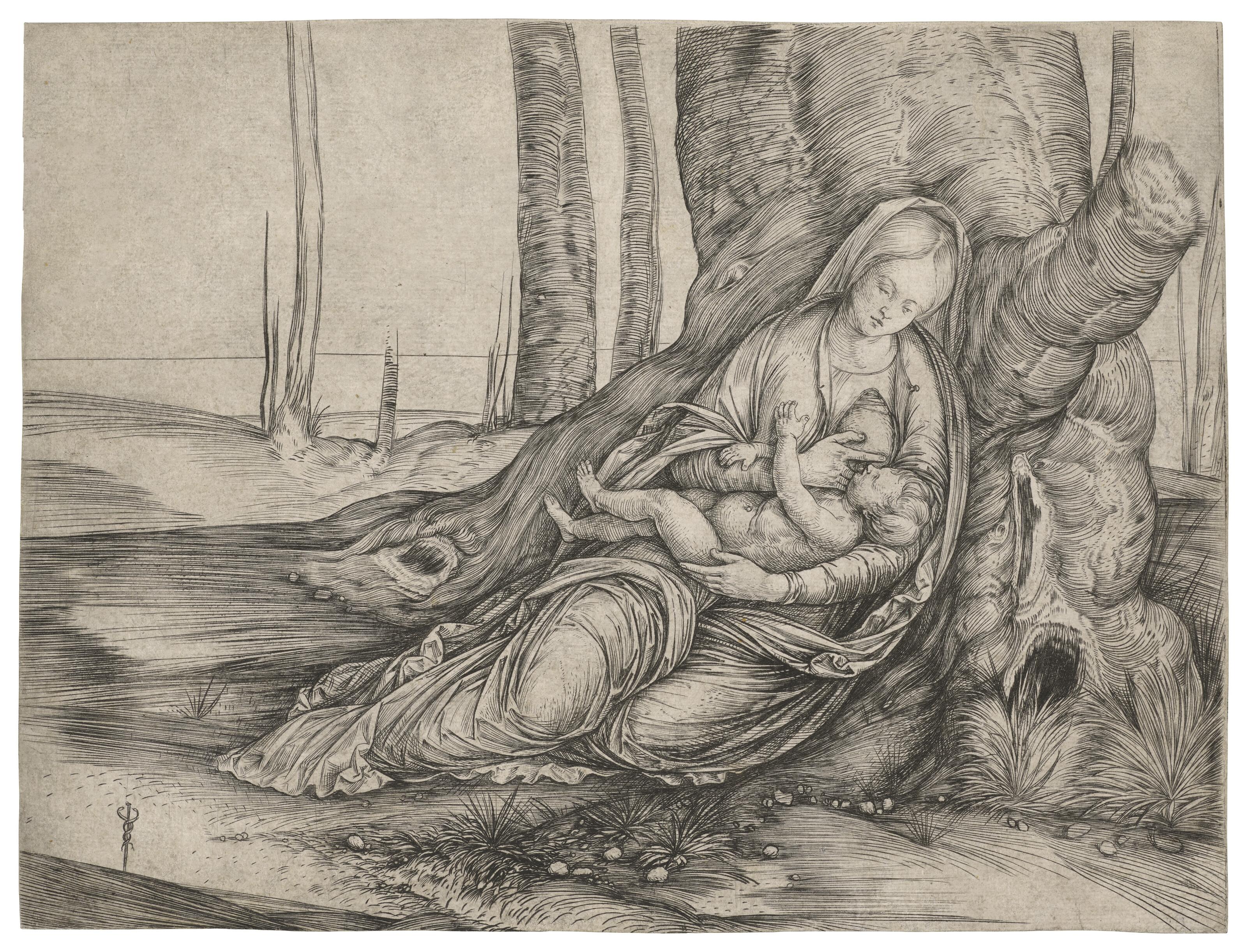 Jacopo De\' Barbari - The Virgin with the Infant Christ reclining against a Tree