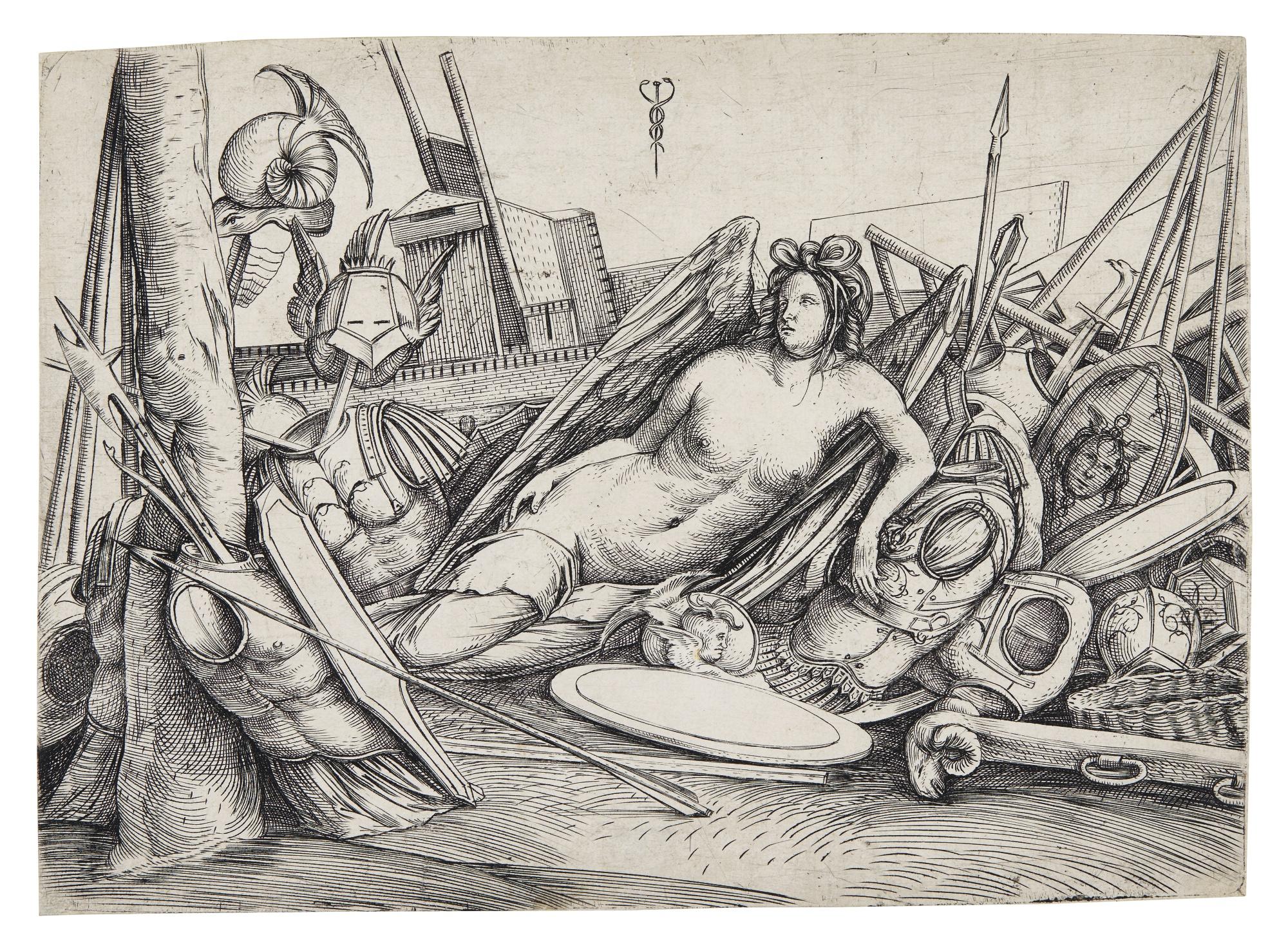 Jacopo De\' Barbari - Victory Reclining Amid Trophies (Bartsch 23; Hind 22)