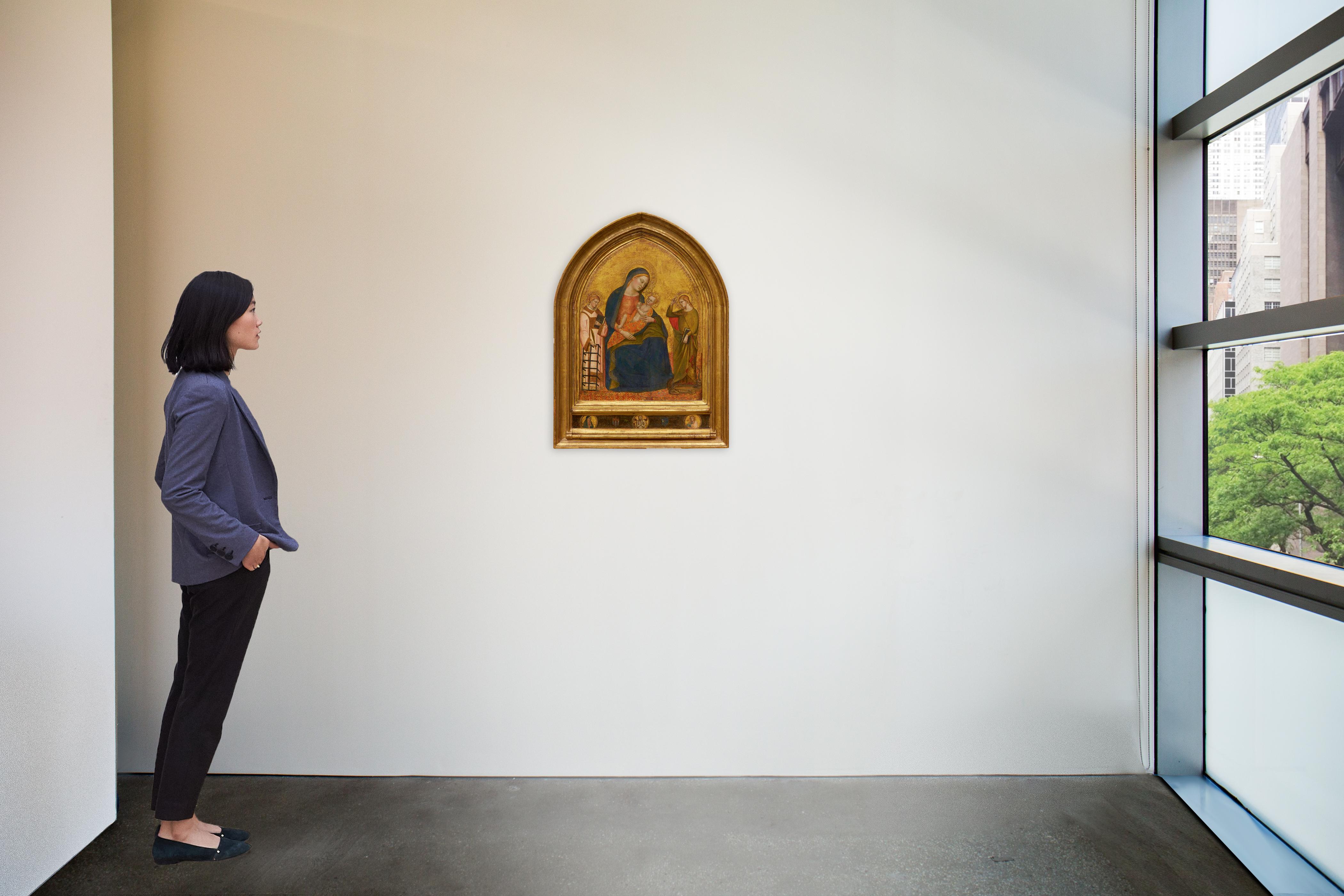 Jacopo Di Cione - Madonna Nursing the Christ Child with Saints Lawrence and Margaret; Predella: the Man of Sorrows, Mater Dolorosa, and Saint John the Evangelist, with two coats of arms