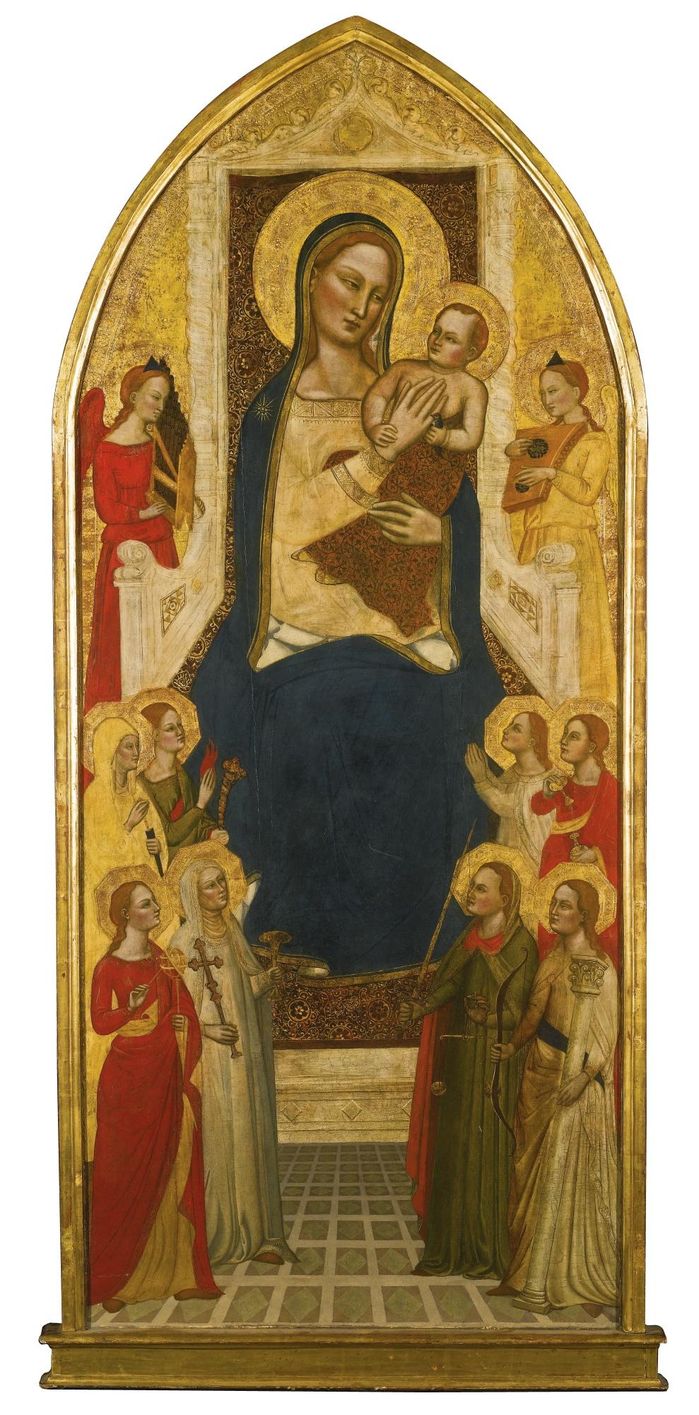 Jacopo Di Cione - The Madonna And Child Enthroned With Music-Making Angels And Virtues