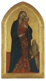 Jacopo Di Cione - The Madonna and Child with a Franciscan Saint commending a male donor