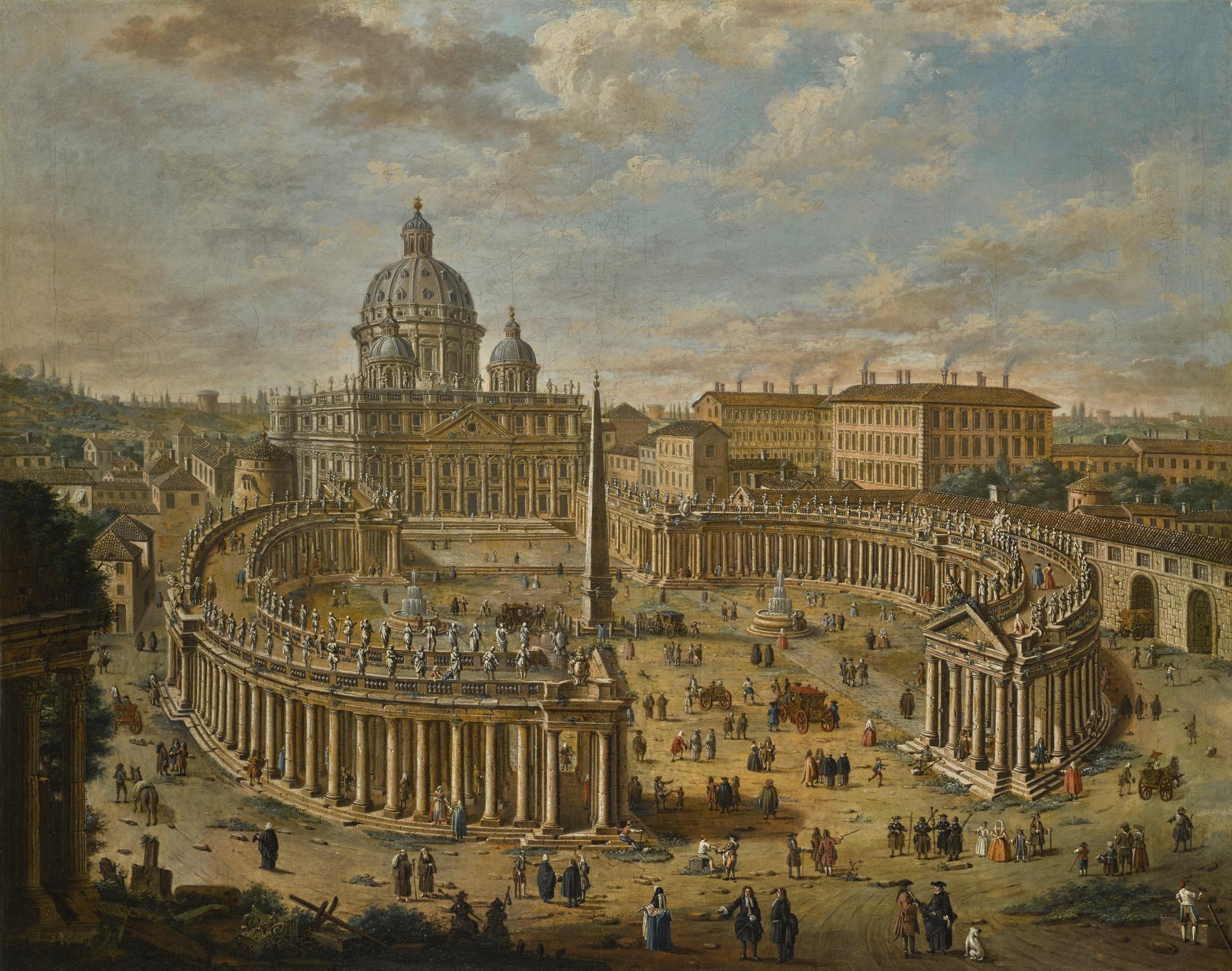 Jacopo Fabris - Rome, A Panoramic View Of Saint Peter\'S Square, The Basilica Beyond
