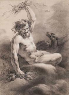 Jacopo Guarana - Jupiter with his eagle, thunderbolts in hand