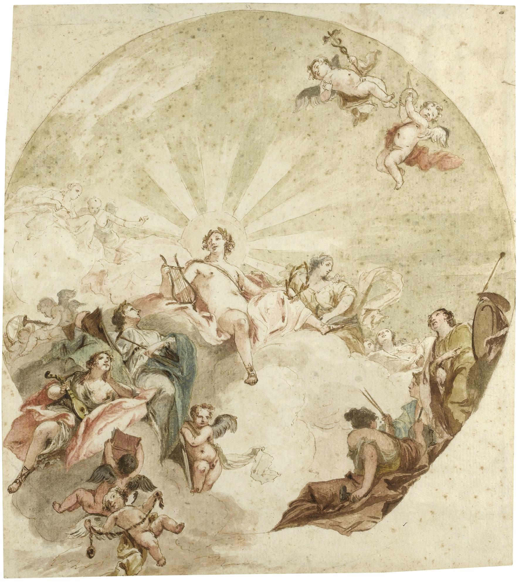 Jacopo Guarana - Recto: Study For A Ceiling Decoration Verso: Separate Study For One Of The Figures On The Recto