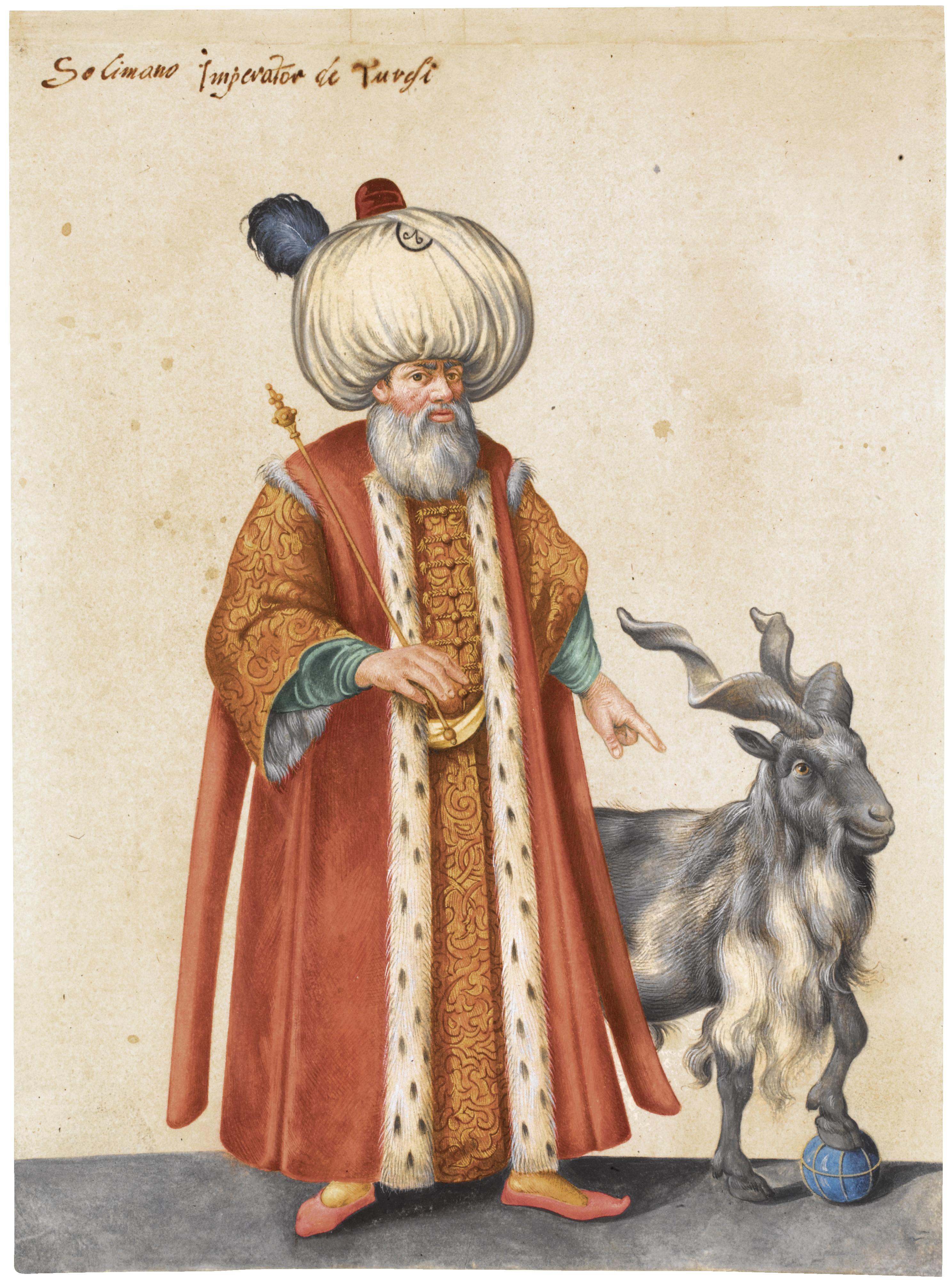 Jacopo Ligozzi - A Sultan Standing Beside A Goat: \'Solimano Imperator De Turchi\'