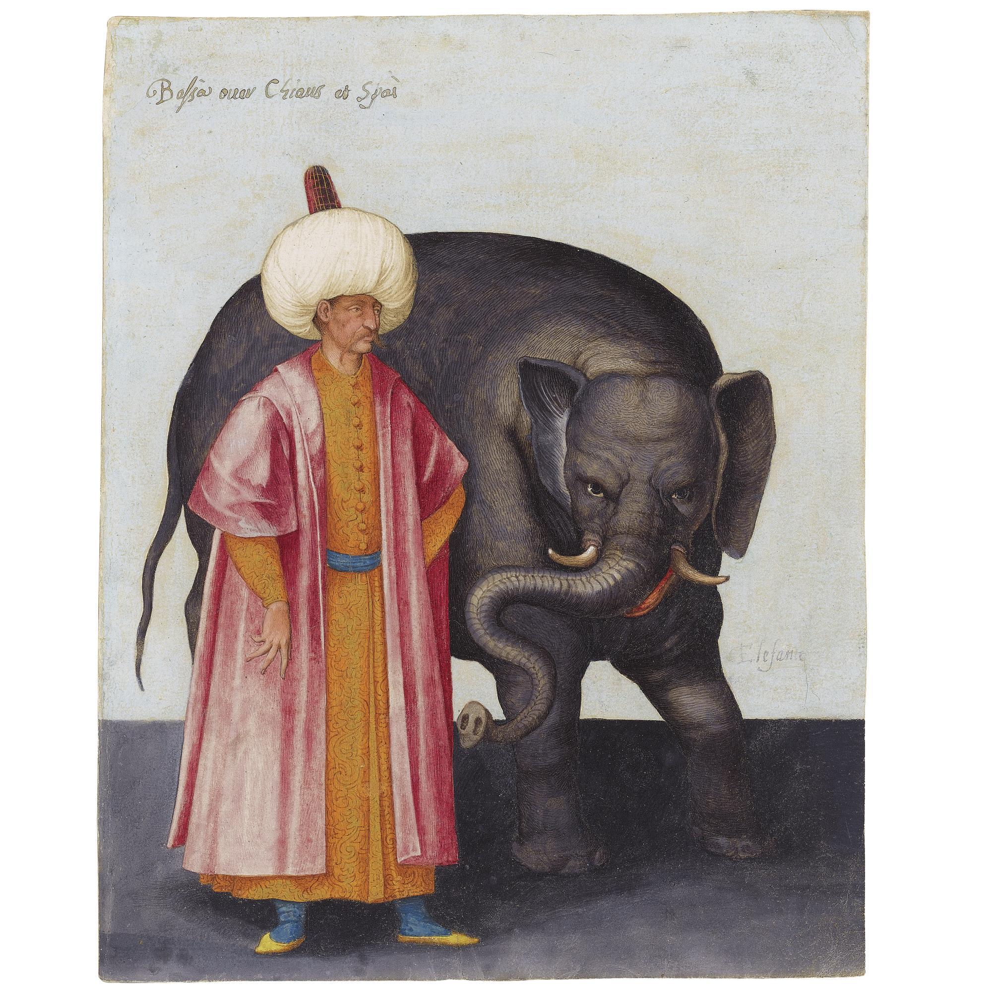 Jacopo Ligozzi - A Turbanned Pasha With An Elephant