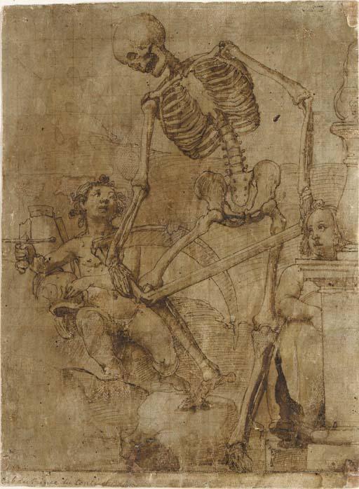 Jacopo Ligozzi - Death breaking his scythe, and two putti