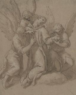 Jacopo Negretti, Palma Il Giovane - Saint Francis tended by three angels