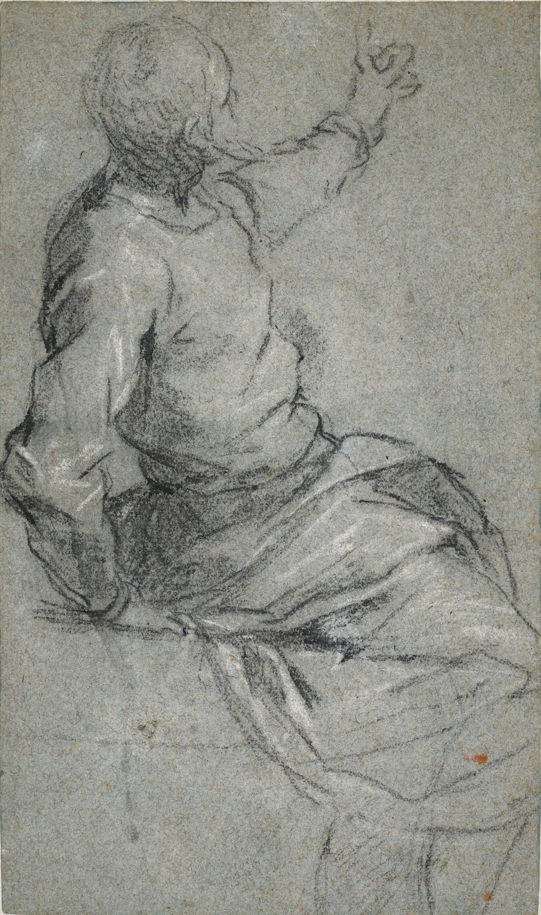 Jacopo Negretti - A bearded man, seated, his left arm raised