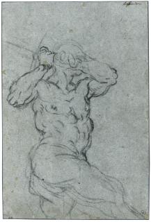 Jacopo Negretti - A Naked Male Figure Holding A Sword