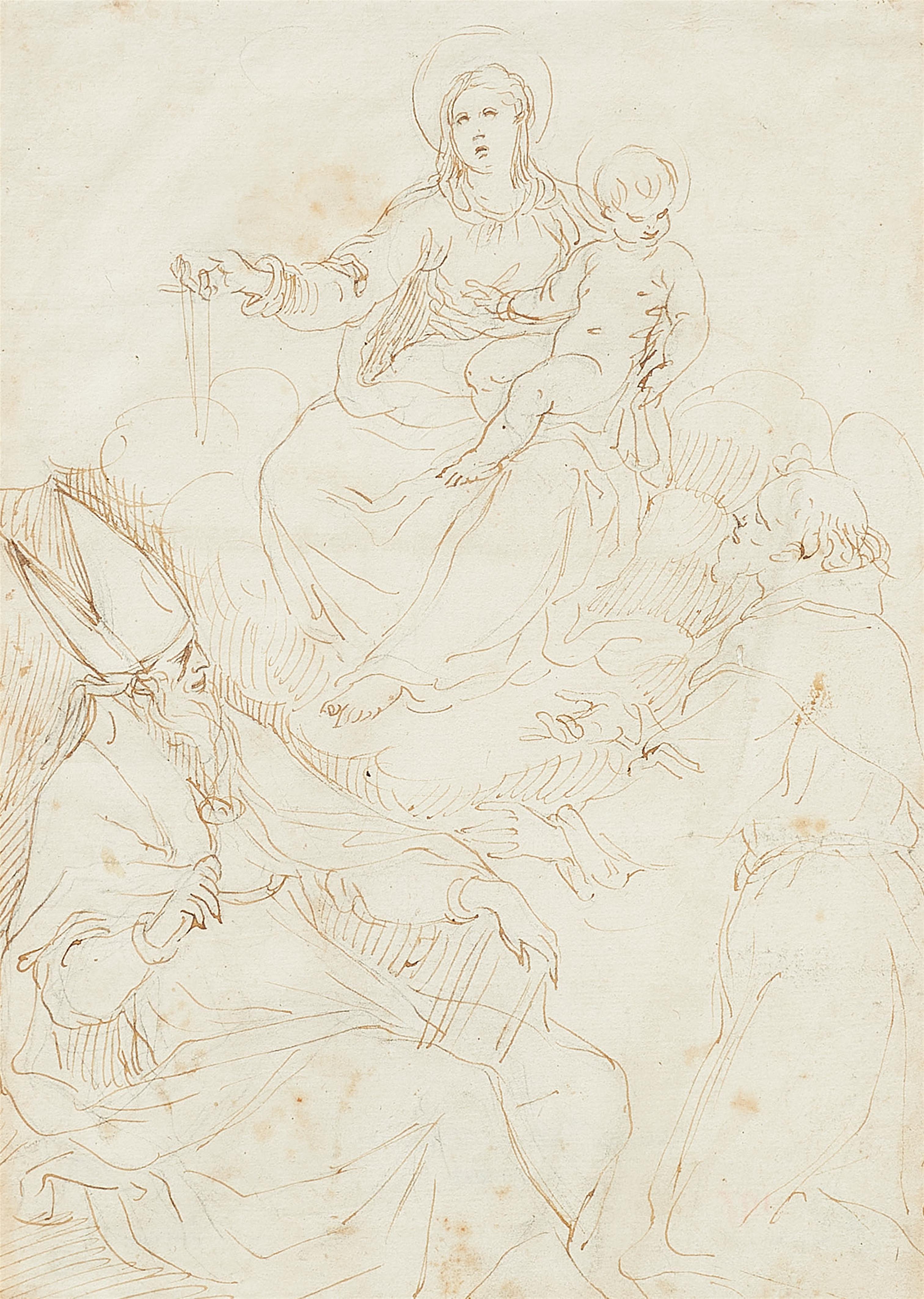 Jacopo Negretti - Die Madonna mit dem Rosenkranz und zwei Heilige