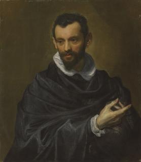 Jacopo Negretti - Portrait of a bearded man, half-length, in a black cloak