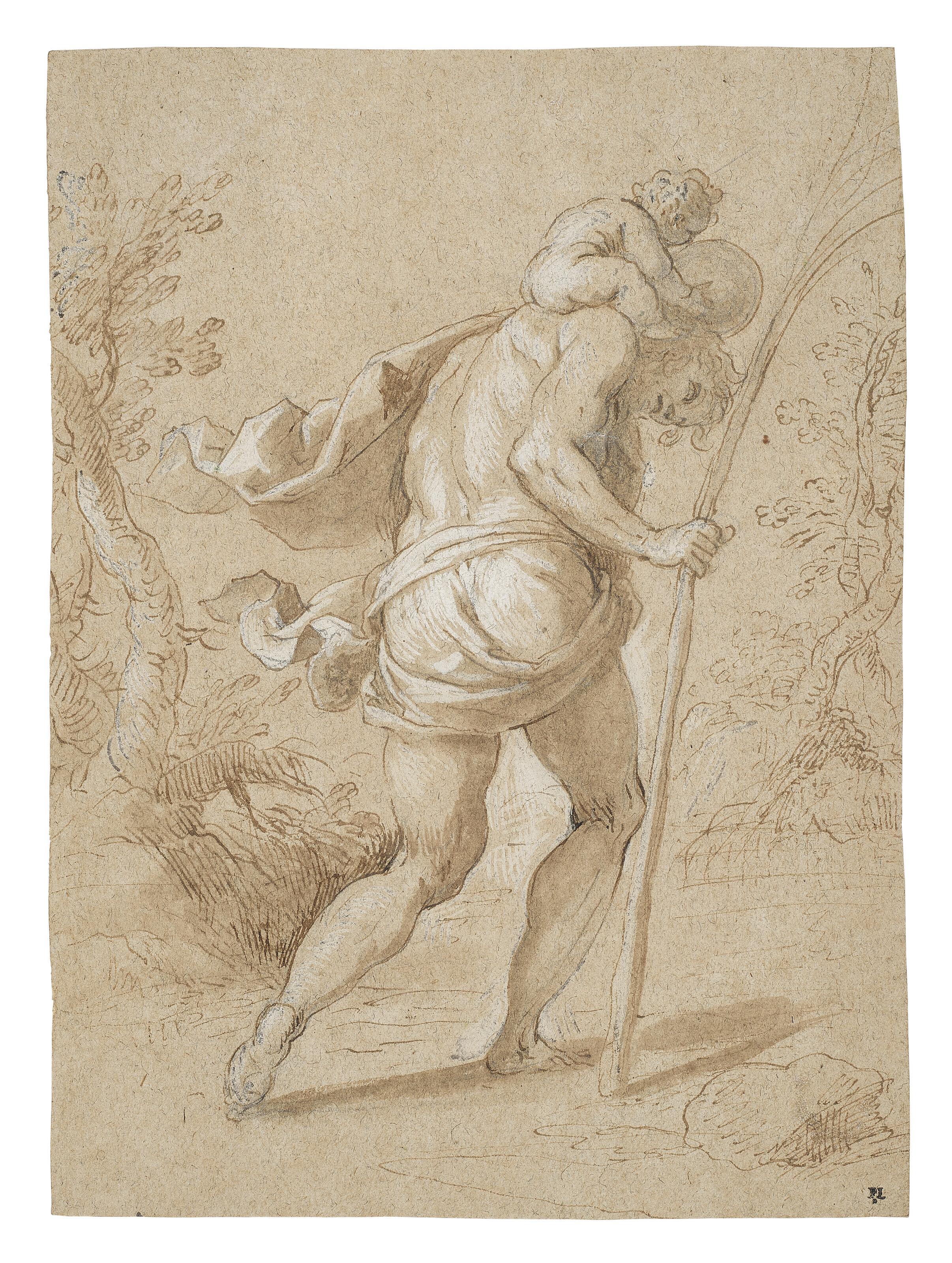 Jacopo Negretti - Saint Christopher carrying the Christ Child