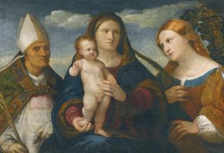 Jacopo Negretti - The Madonna And Child With Saint Catherine Of Siena And A Bishop Saint