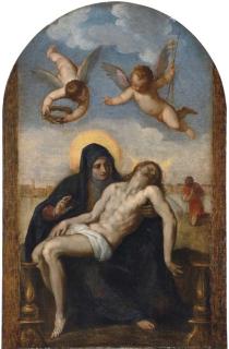 Jacopo Negretti - The Pietà, a view of Venice beyond