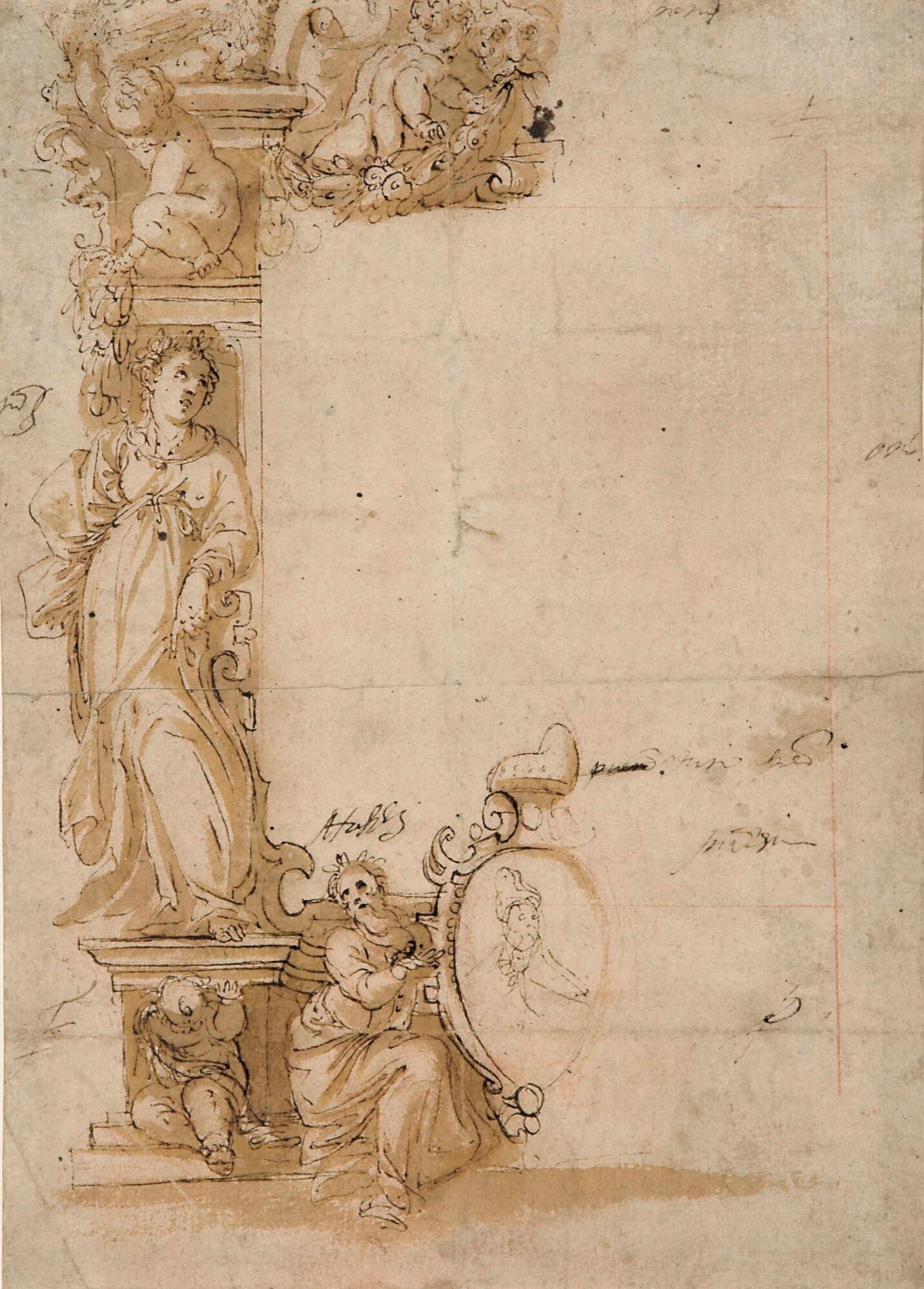 Jacopo Palma - Entwurfszeichnung für ein Frontispiz.