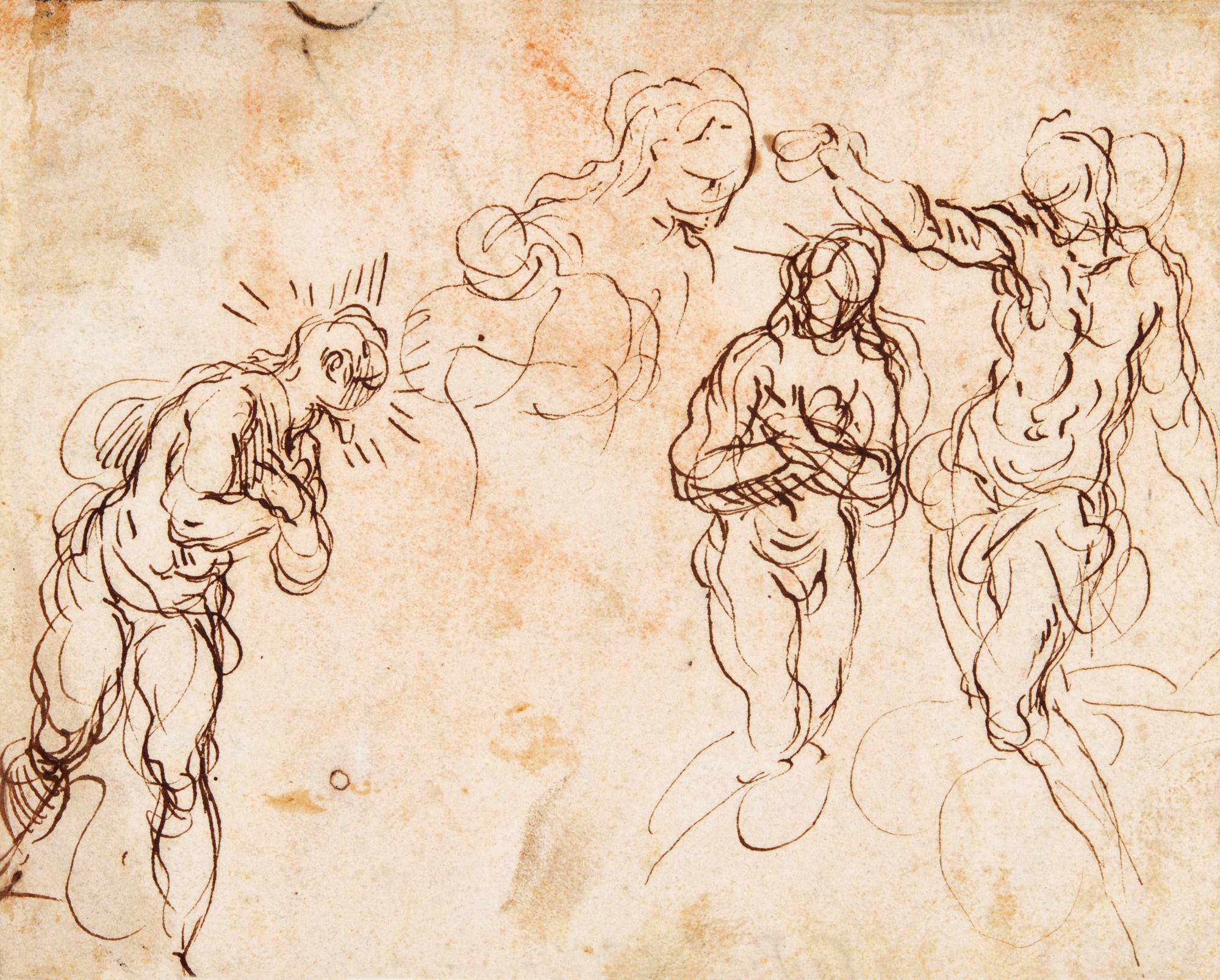 Jacopo Palma - Sheet of Figure Studies for a Baptism of Christ