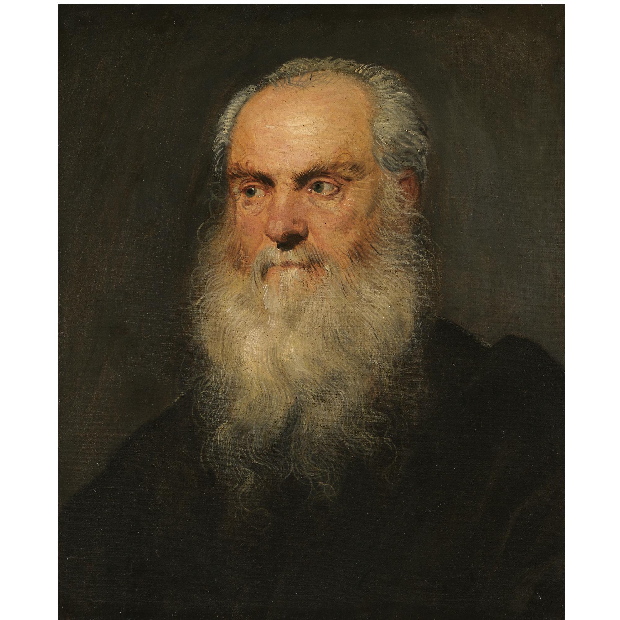 Jacopo Robusti - Portrait Of A An Elderly Bearded Man, Head And Shoulders