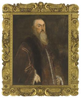 Jacopo Robusti - Portrait of a senator, half-length, in red robes