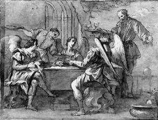 Jacopo Vignali - Abraham serving the three angels