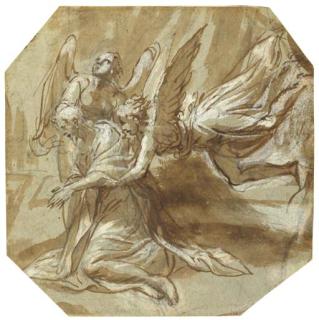 Jacopo Zanguidi - Christ in the Garden of Gethsemane supported by two angels