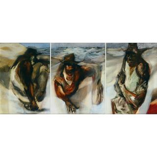 Jacqueline Hick - Australian miners At The Field, Andamooka Series (Triptych)