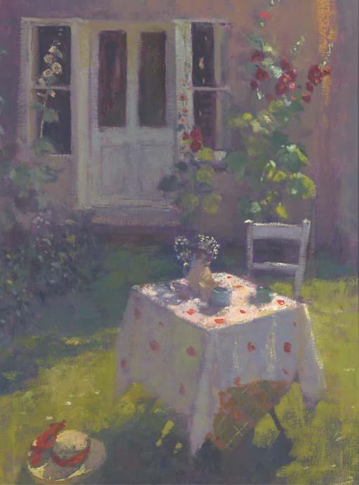Jacqueline Williams - A garden table laid for tea